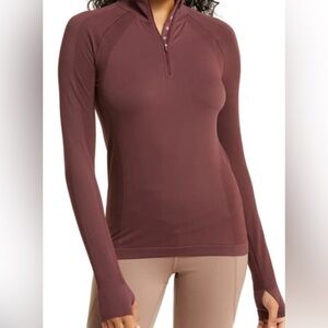 BNWT Sweaty Betty Athlete Seamless 1/2 Zip Long Sleeve Top in Umbra Red! Sz M.